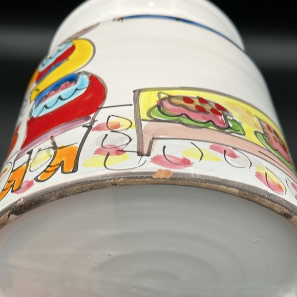 La Musa Italian hand painted ceramic cookie jar. Colorful Picasso style figures. - Picture 12 of 14